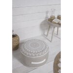 Pouf rond today slow life - 45 x 20 cm - 100% coton - poign�es lat�rales en velours - beige