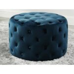 Pouf fourca en velours - bleu nuit