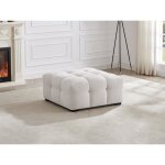 Pouf en tissu chiné beige dilome de pascal morabito Pouf en tissu chiné beige dilome de pascal morabito