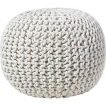 Pouf en tricot rond blanc cass�