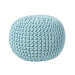 Pouf en tricot rond coloris bleu pastel 35 x 40 cm