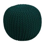 Pouf tricot rond en coton vert sapin d40 cm - elisa - rendez - vous dco
