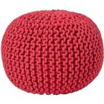 Pouf en tricot rond rouge