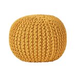 Pouf en tricot rond moutarde