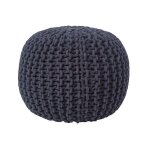 Pouf en tricot rond - noir 35 x 40 cm