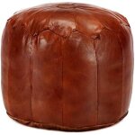 Pouf - vidaxl - repose - pied - cuir vritable de chvre - 40x35 cm - marron roux