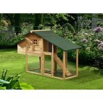 Poulailler en bois avec enclos - 4 poules - l. 173 x p. 64 x h. 108 cm - naturel - levas