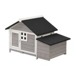 Poulailler en bois avec pondoir - 2 poules - l. 106 x p. 64 x h. 71 cm - blanc et gris - anser Poulailler en bois avec pondoir - 2 poules - l. 106 x p. 64 x h. 71 cm - blanc et gris - anser