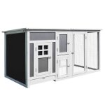 Poulailler multi - quipements niche toit ouvrant perchoir pondoir enclos tiroir  djection 160l x 75l ...