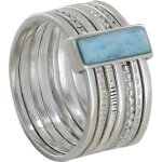 Bague argent semainier et rectangle de larimar - les poulettes - taille 50 - bleu - femme