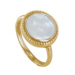 Les poulettes bijoux - bague plaqué or rond de nacre ivoire - taille 58 Les poulettes bijoux - bague plaqué or rond de nacre ivoire - taille 58