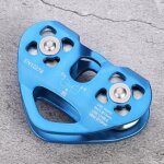Poulie descalade 30kn double poulie tyrolienne chariot � c�ble de sauvetage omabeta - bleu