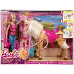 Poupe barbie et son cheval tawny - mattel - bjx85 - cheval interactif avec accessoires