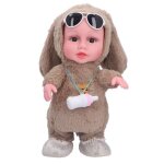 Poupe de bb musicale mxzzand - peluche lectrique avec musique chant et jeux - biberon inclus - marron ...