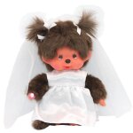 Poupe fille de marie - kiki monchhichi - robe de marie et voile - 20 cm