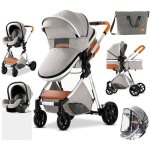 Poussette 3 en 1 bébé combinée siège - auto landau nacelle réglable sac à langer haute qualité poussette ... Poussette 3 en 1 bébé combinée siège - auto landau nacelle réglable sac à langer haute qualité poussette ...