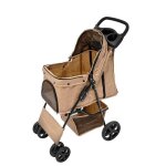 Poussette pour animal de compagnie - beige - chien - ext�rieur - 15 kg max - cadre en acier