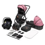 Poussette trio 3en1 lionelo amber - pack poussette canne nacelle siege auto sac et accessoires - rose ...