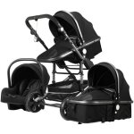 Poussette bb combine trio pack 3 en 1 noir - arg chassis haut a absorption de chocs pliable siege ...
