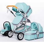 Poussette bébé combinée trio pack 3 en 1 vert - eau chassis haut a absorption de chocs pliable siege ... Poussette bébé combinée trio pack 3 en 1 vert - eau chassis haut a absorption de chocs pliable siege ...