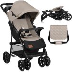 Poussette canne lgre lionelo emma - plage rapide - 6 - 36 mois - sac inclus - grand panier - beige