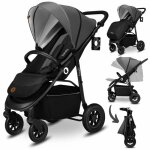 Poussette tout terrain lionelo natt - grandes roues gonflables - lgre & pliable - jusqu 22 kg - gris ...
