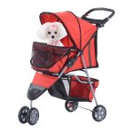 Pawhut - poussette pour chien - oxford - 75x45x97cm - rouge