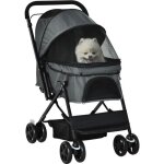 Pawhut - poussette pour chien - acier - 76. 5x52x95cm - gris