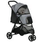 Poussette buggy - pawhut - pour chien chat pliable 2 laisses roues eva guidon r�glable panier - acier ...