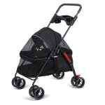 Poussette buggy pliable chien chat - flasidu - panier rangement porte - gobelets - 98 * 69 * 49cm - 4 ...