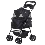 Poussette buggy chien chat - pawhut - pliable panier porte - gobelets imperm�able - acier oxford 300d ...