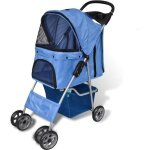Poussette pour chien chat animaux chariot pet stroller poussette buggy freins rangement pliable - - bleue ...