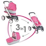 Poussette combi 3 en 1 smoby bb confort pour poupon jusqu 42 cm - rose