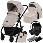 Poussette combine 3en1 lionelo amber plus - pack poussette nacelle siege auto sac et accessoires - beige ...