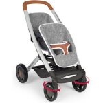 Poussette jumeaux pour poupons jusqu 42cm - smoby - gris - roues silencieuses et multidirectionnelles ...