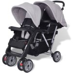 Poussette multiple - vidaxl - acier gris et noir - 4 roues - hamac rversible