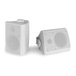 Enceintes 2 voies power dynamics bgo40 - 100 watts - noir - grille en aluminium et support de montage ...