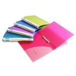 Pqt de 10 classeurs 2 anneaux 15mm a4 couleurs vives transparentes