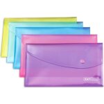 Pochettes porte - document transparent  pression couleurs vives a5 - rapesco - lot de 5