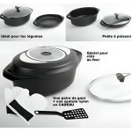 Pradel excellence lot de 3 marmites ovales faon pierre - 103 l - noir