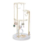 Relaxdays prsentoir  bijoux rangement en marbre colliers boucles d?oreilles 3 bras en mtal hxd 35x18 ...