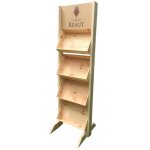 Prsentoir bois 4 caisses 1m80 - porte document en bois avec panneau suprieur personnalis pour logo ...