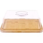 Prsentoir  fromage - marron - plateau en bambou avec cloche - dimensions 24x185cm - neuf sous coffret ...