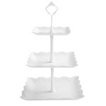 Présentoir à gâteaux - blanc - support à gâteau carré plastique - 3 étages - 24cm * 24cm * 37cm Présentoir à gâteaux - blanc - support à gâteau carré plastique - 3 étages - 24cm * 24cm * 37cm