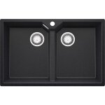 Primagran evier cuisine en granit graphite 78x50cm lavabo 2 bacs + kit de vidage �vier � encastrer au ...