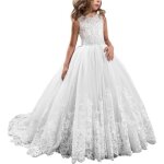 Princesse robe fillesbrodes robe ceremonie fille de soireesans manches robe mariage fille de communion ...
