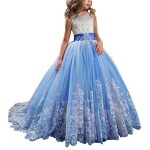 Princesse robe fillesbrodes robe ceremonie fille de soireesans manches robe mariage fille de communion ...
