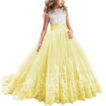 Princesse robe fillesbrodes ceremonie fille de soireesans manches robe mariage fille de communion costume ...