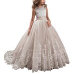 Princesse robe fillesbrodes robe ceremonie fille de soireesans manches robe mariage fille de communion ...