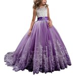 Princesse robe fillesbrod�es ceremonie fille de soireesans manches robe mariage fille de communion costume ...
